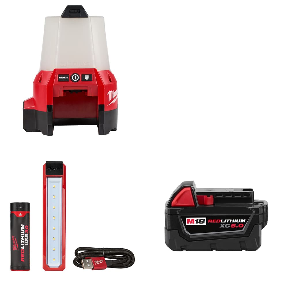 Milwaukee 2144-20 M18 Site Light w/ 2112-21 Flood Light & FREE Battery Pack