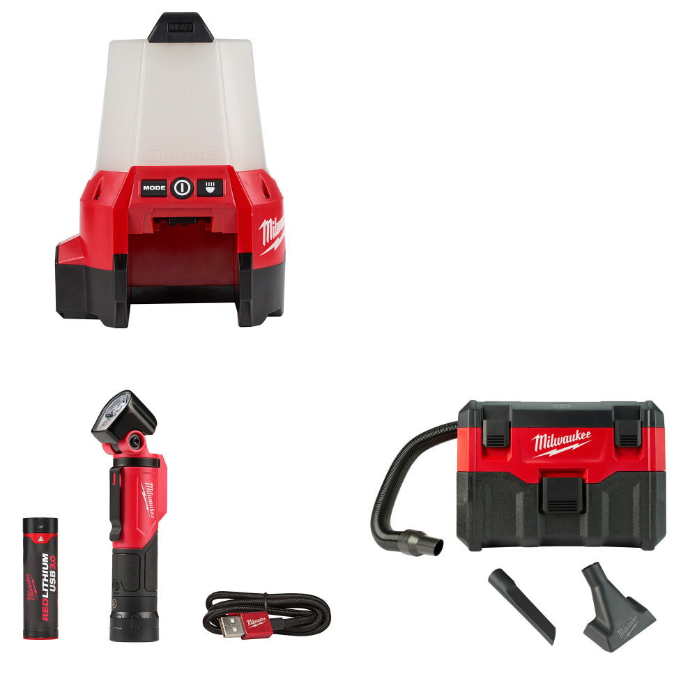 Milwaukee 2144-20 M18 RADIUS Site Light W/ FREE 2113-21 Flashlight & Vacuum