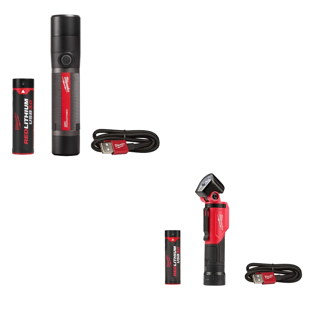 Milwaukee  2160-21 USB RECHARGEABLE FLASHLIGHT W/ 2113-21 Pivoting Flashlight