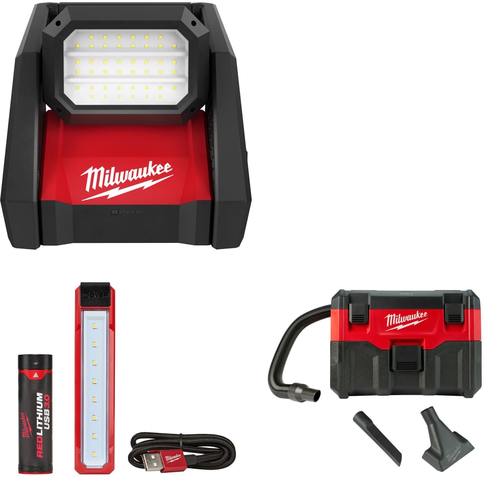 Milwaukee 2366-20 M18 ROVER Flood Light w/ 2112-21 Flood Light & FREE 18V Vacuum