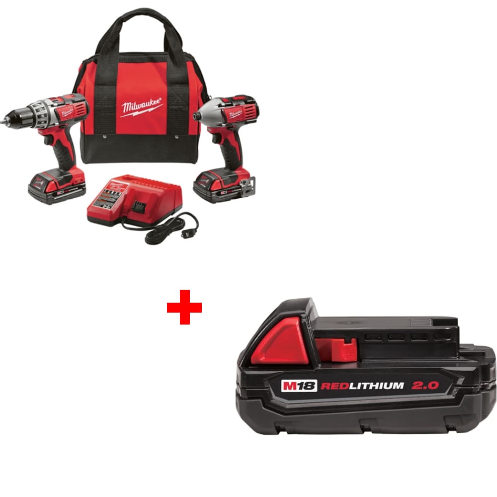 Milwaukee 2691-22 M18 2-Tool Combo Kit w/ FREE 48-11-1820 M18 2.0 Battery Pack