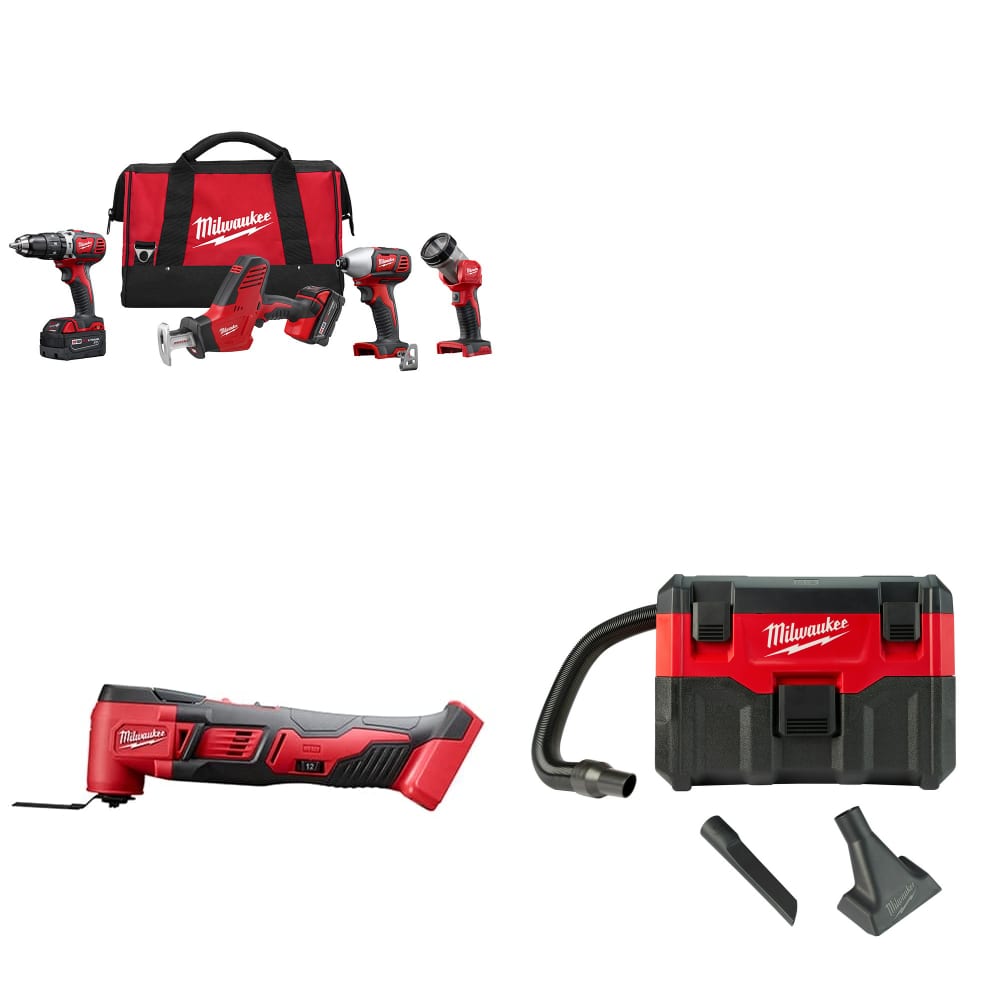 Milwaukee 2695-24 M18 4-Tool Combo Kit W/ FREE 2626-20 M18 Multi Tool & Vacuum