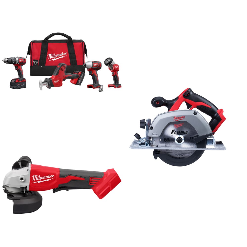 Milwaukee 2695-24 M18 4-Tool Combo Kit w/ FREE 2686-20 M18 Grinder & Circ Saw