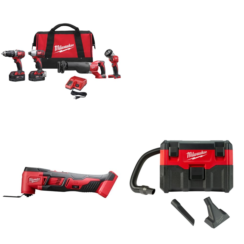 Milwaukee 2696-24 M18 4-Tool Combo Kit W/ FREE 2626-20 M18  Multi Tool & Vacuum