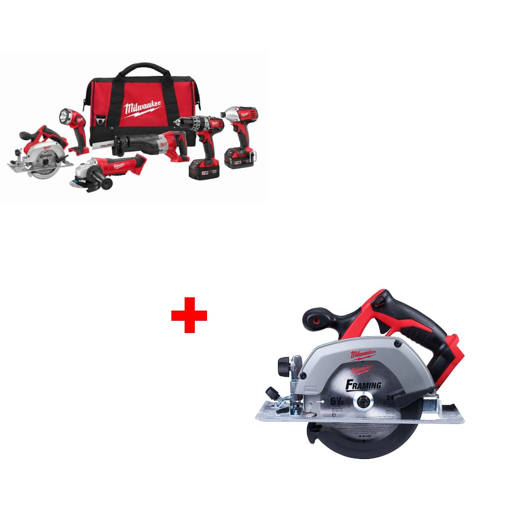 Milwaukee 2696-26 M18 6-Tool Combo Kit w/ Two 2630-20 M18 6-1/2" Circ Saws