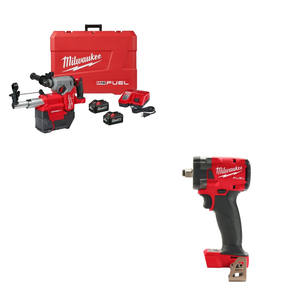 Milwaukee 2912-22DE M18 FUEL Rotary Hammer Kit W/ FREE 2855-20 Impact Wrench