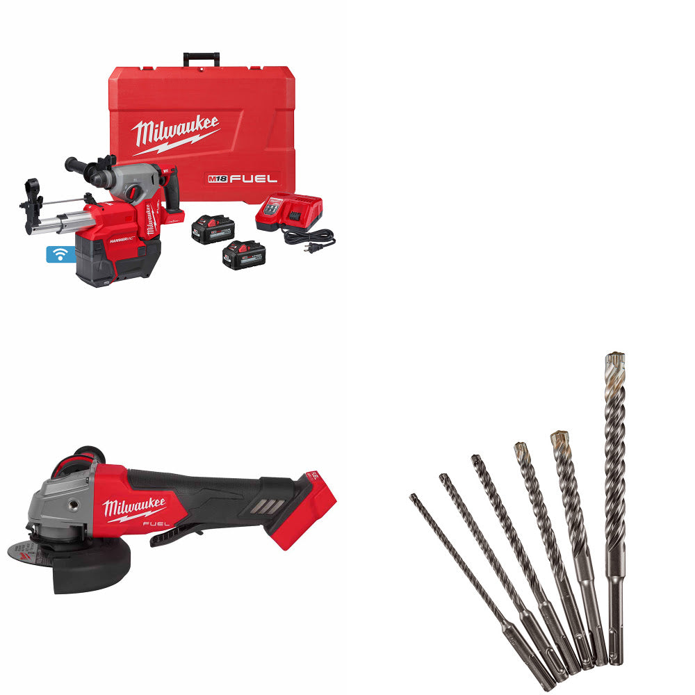 Milwaukee 2914-22DE M18 Rotary Hammer Kit W/ FREE 2880-20 Grinder & 6Pk MX4 Kit