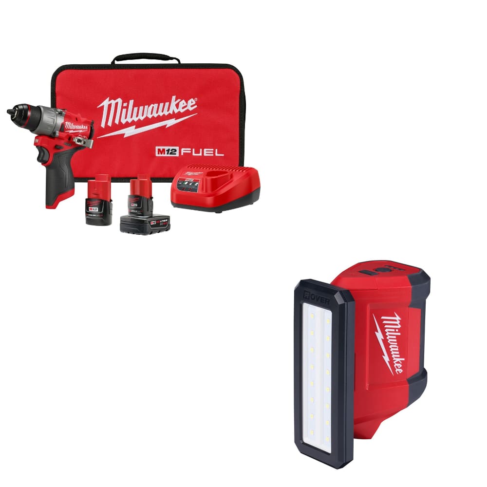 Milwaukee 3403-22 M12 FUEL 1/2" Drill/Driver Kit w/ FREE 2367-20 M12 Flood Light