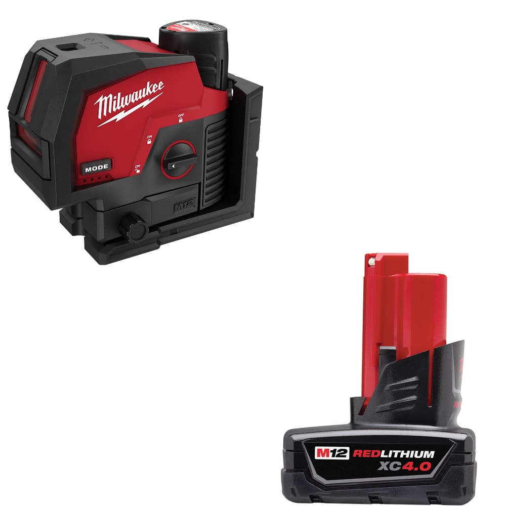 Milwaukee 3622-21 M12 Green Laser Kit w/ FREE 48-11-2440 M12 XC4.0 Battery Pack