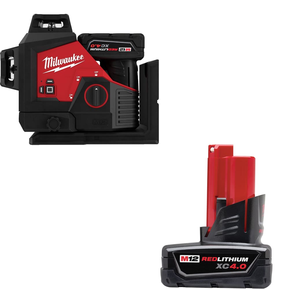 Milwaukee 3632-21 M12 Green Laser Kit w/ FREE 48-11-2440 M12 XC4.0 Battery Pack