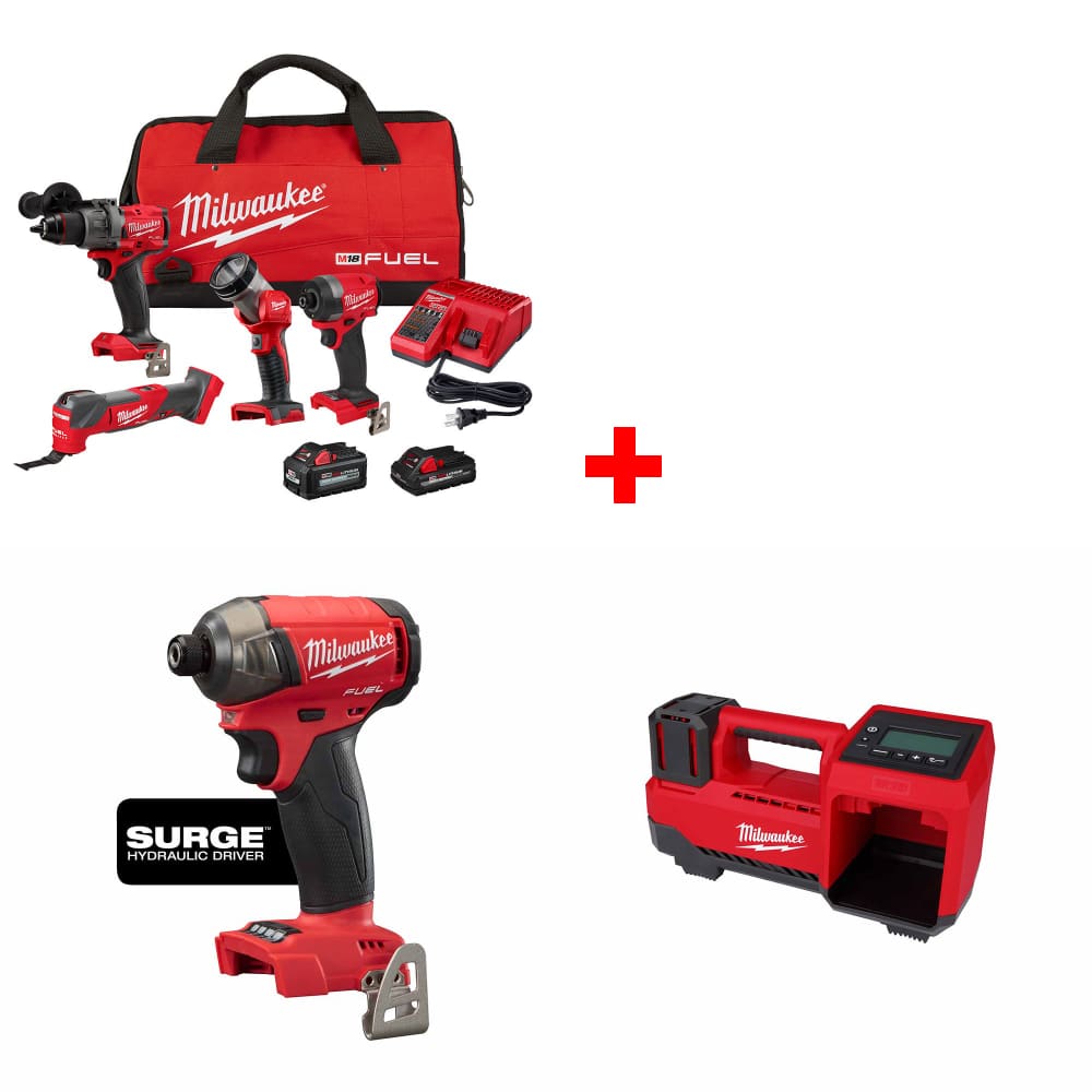 Milwaukee 3698-24MT M18 4-Tool Combo Kit w/ FREE 2760-20 Hex Driver & Inflator