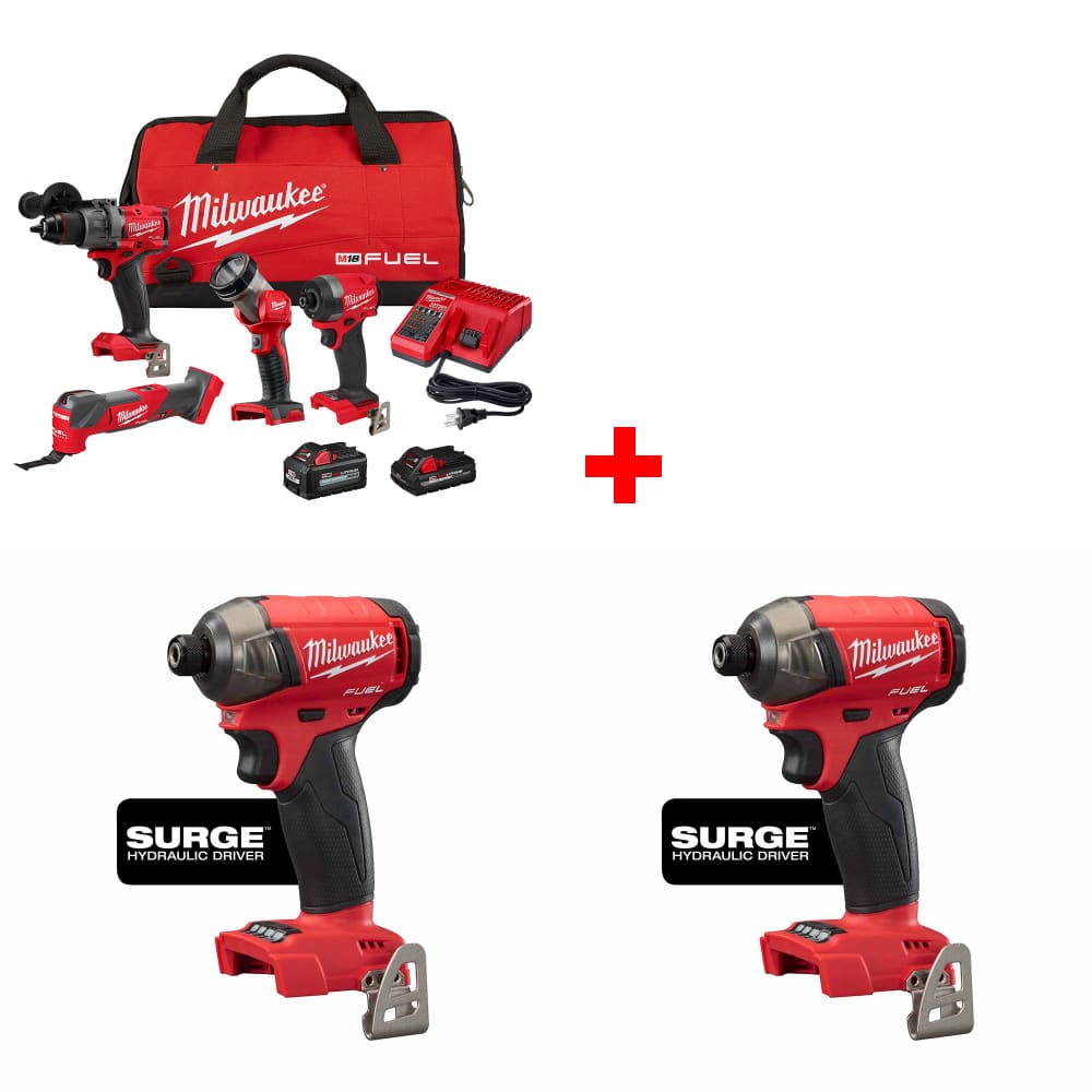 Milwaukee 3698-24MT M18 FUEL 4-Tool Combo Kit w/ FREE 2760-20 Hex Driver, 2Pk