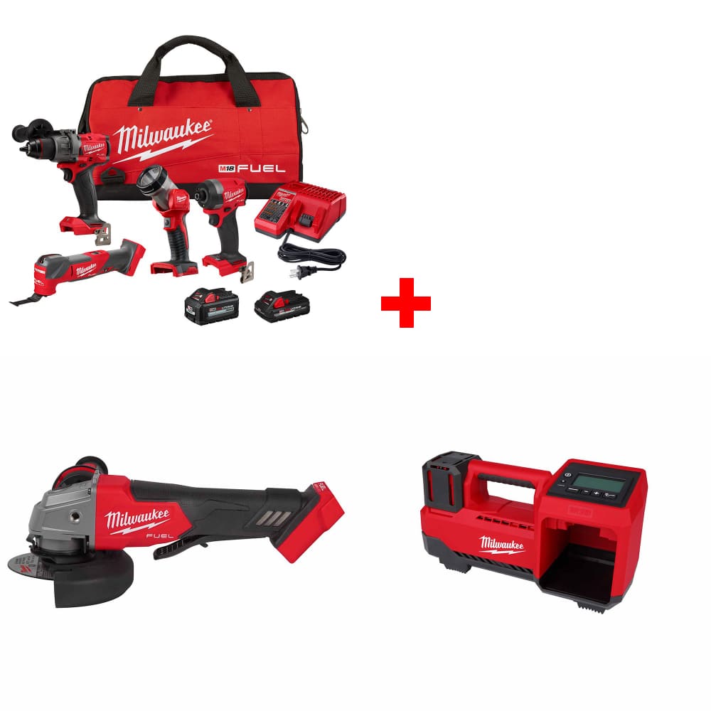 Milwaukee 3698-24MT M18 4-Tool Combo Kit w/ FREE 2880-20 M18 Grinder & Inflator