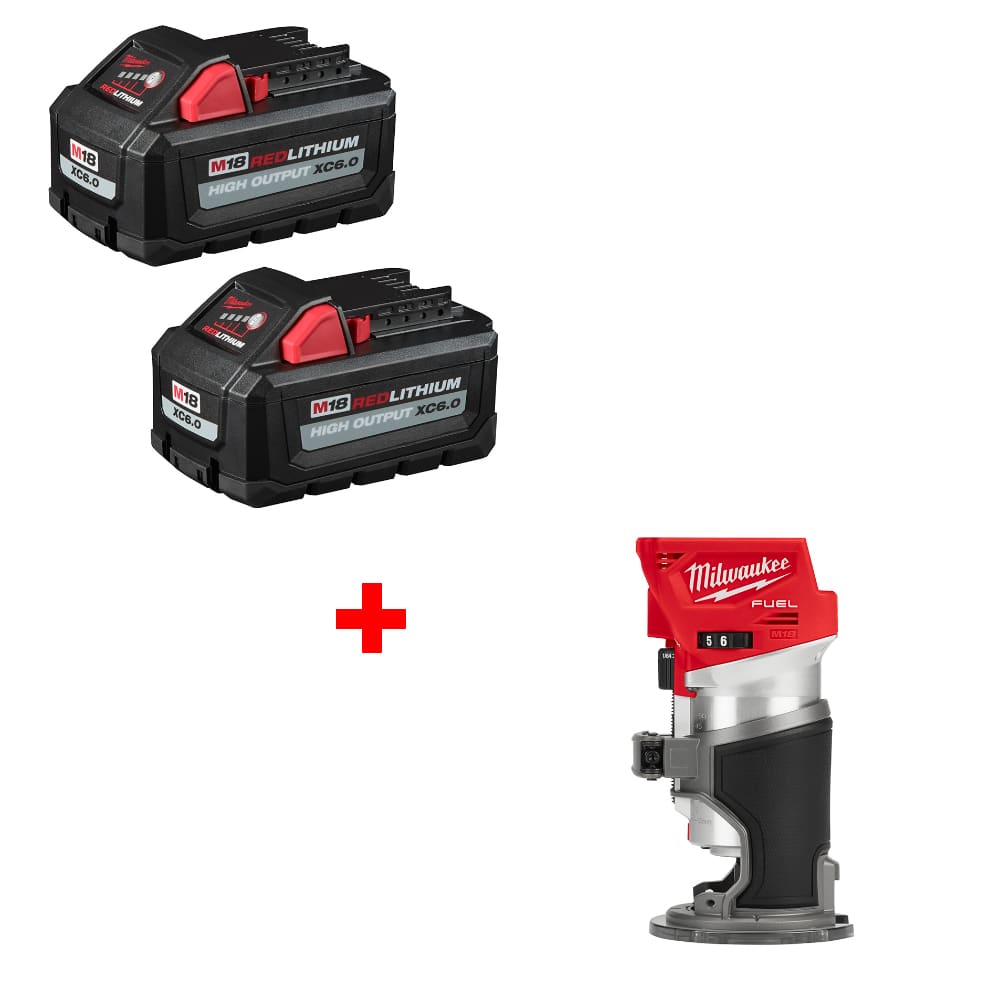 Milwaukee 48-11-1862 M18 XC6.0 Battery 2Pk w/ FREE 2723-20 M18 Router (Bare)