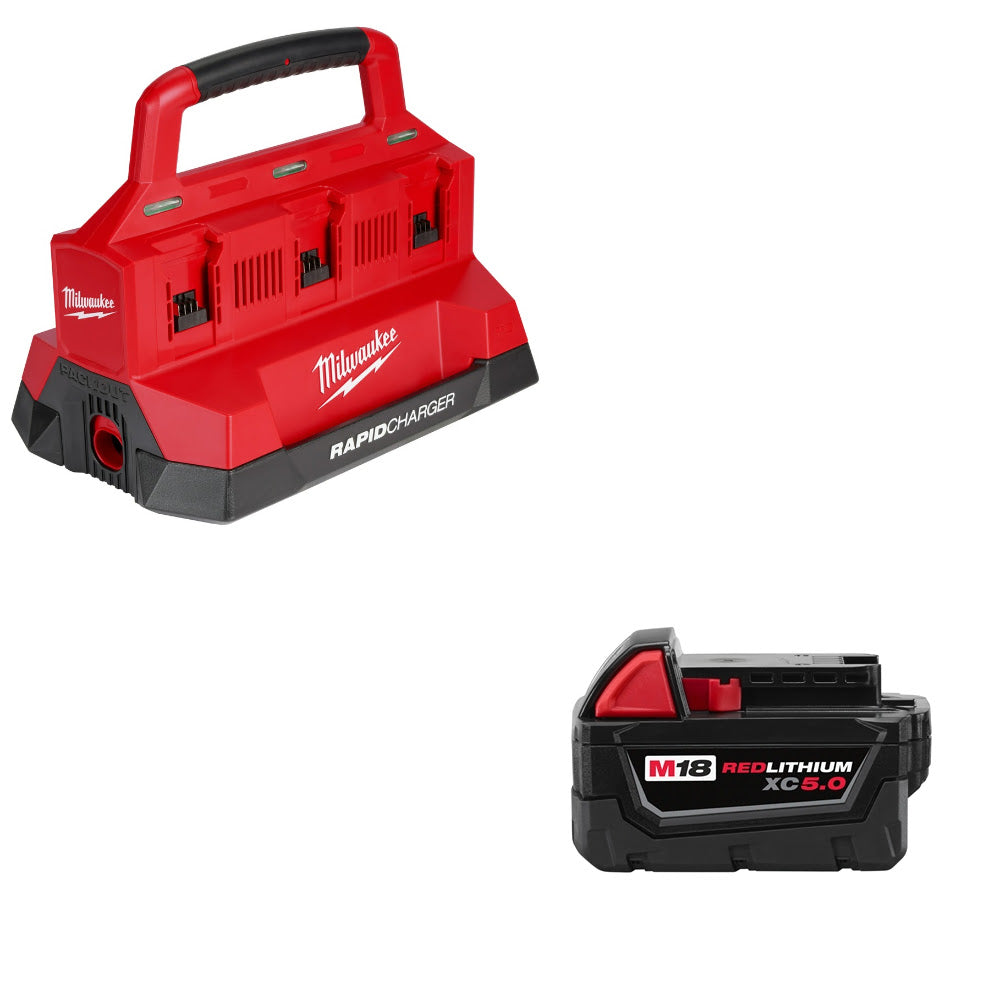 Milwaukee 48-59-1809 M18 PACKOUT Charger W/ FREE 48-11-1850 M18 Battery Pack