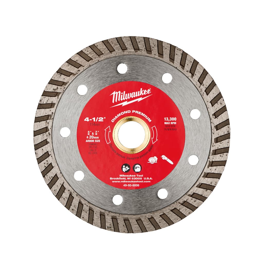 Milwaukee 49-93-8008 4-1/2" Turbo Diamond Concrete Saw Blade 5/8" & 7/8" Arbor - 2