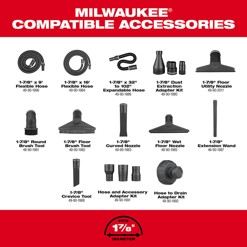 Milwaukee 0920-20 M18 FUEL 9 Gallon Dual-Battery Wet/Dry Vacuum, Bare Tool - 9