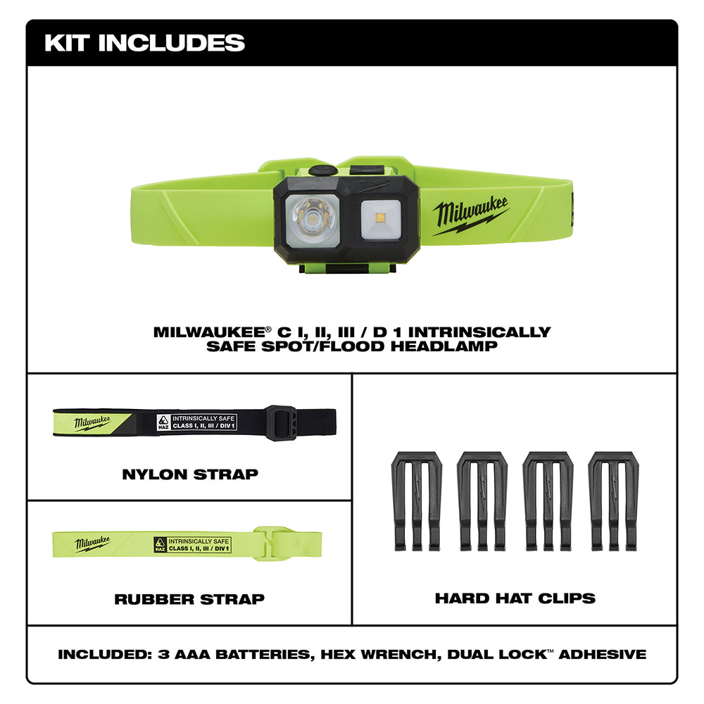 Milwaukee 2004HZL Intrinsically Safe C I, II, III / D 1 Spot/Flood Headlamp - 2