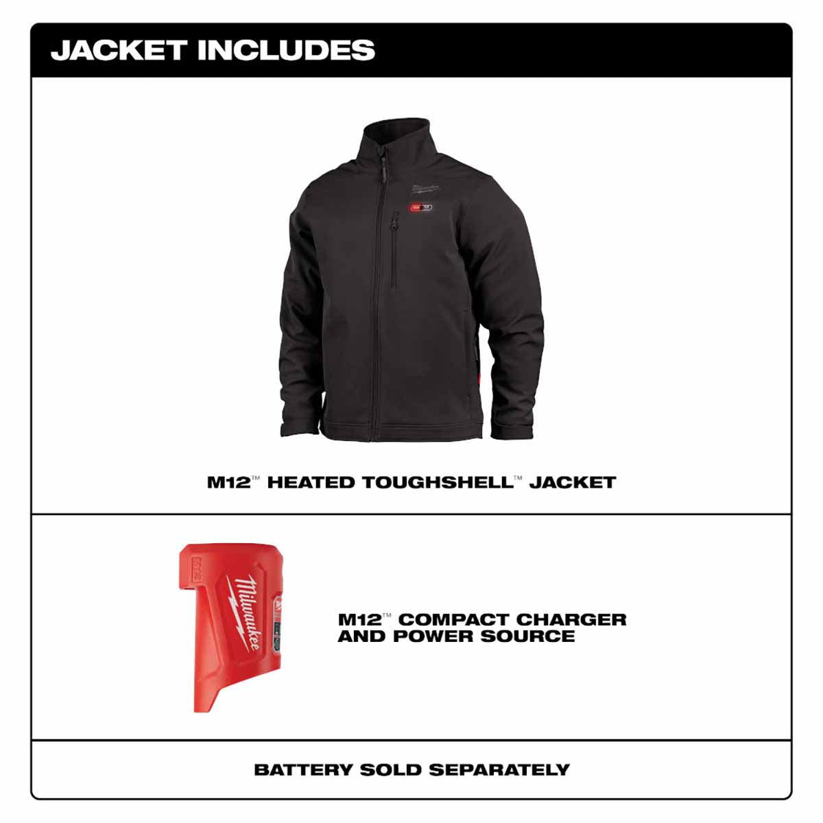 Milwaukee 204B-20 M12 Heated TOUGHSHELL™ Jacket Only, Black