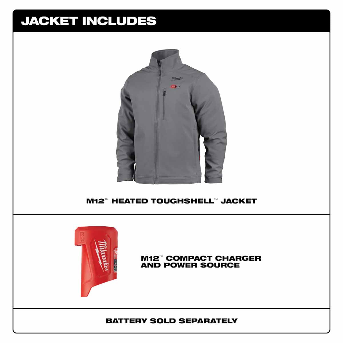 Milwaukee 204G-20 M12 Heated TOUGHSHELL™ Jacket Only, Gray