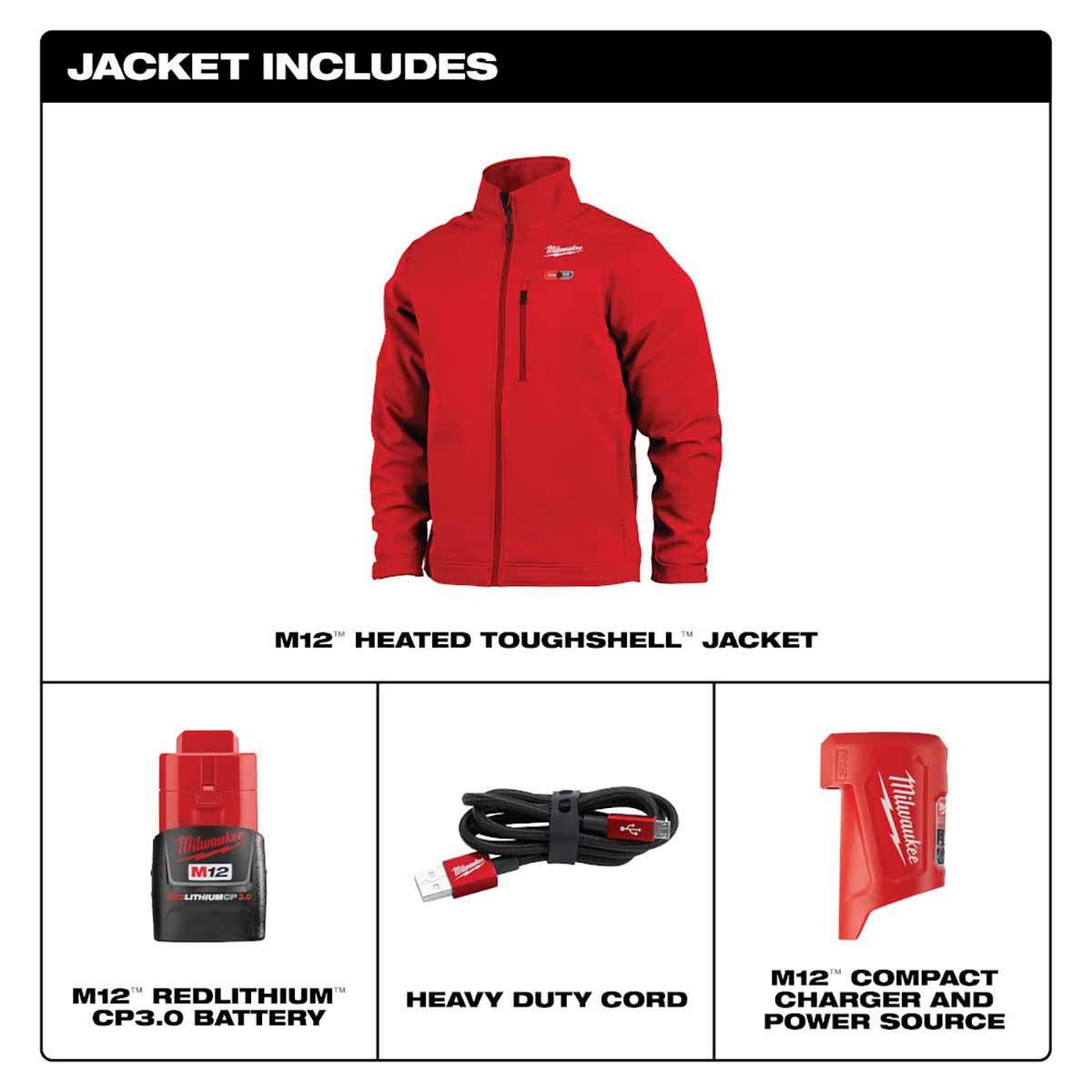 Milwaukee 204R-21 M12 Heated TOUGHSHELL™ Jacket Kit, Red