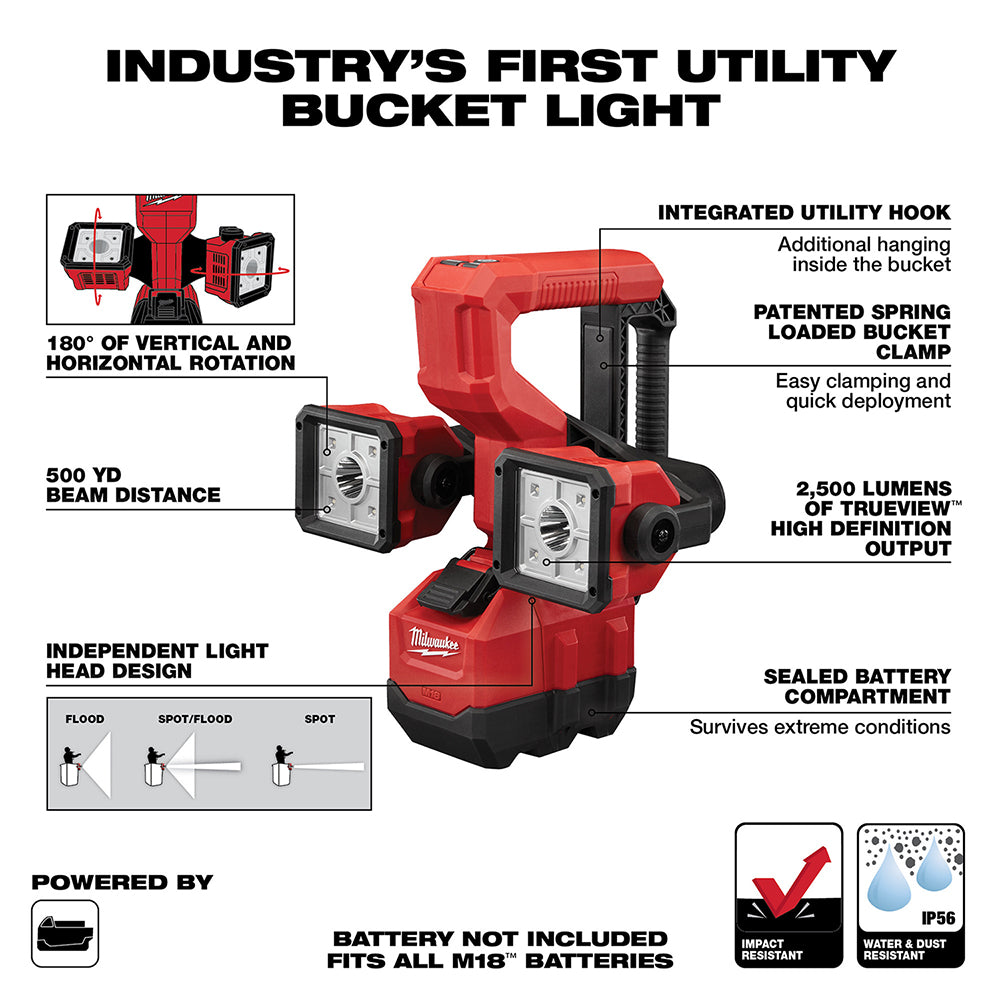 Milwaukee 2122-20 M18 Utility Bucket Light Bare Tool - 2