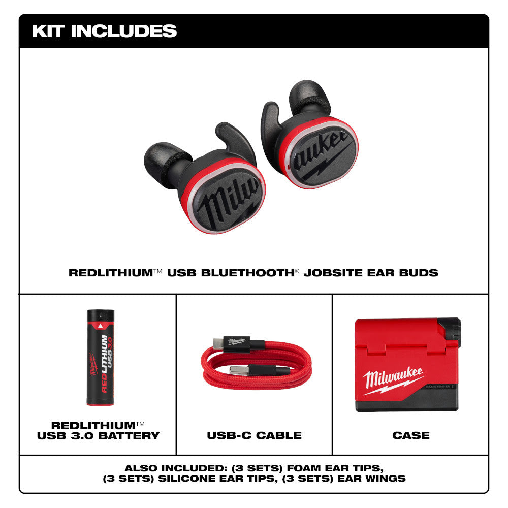 Milwaukee 2191-21 REDLITHIUM USB Bluetooth Jobsite Ear Buds - 2