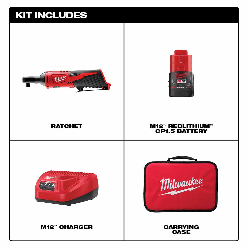 Milwaukee 2457-21 M12™ Cordless 3/8" Ratchet Kit - 2