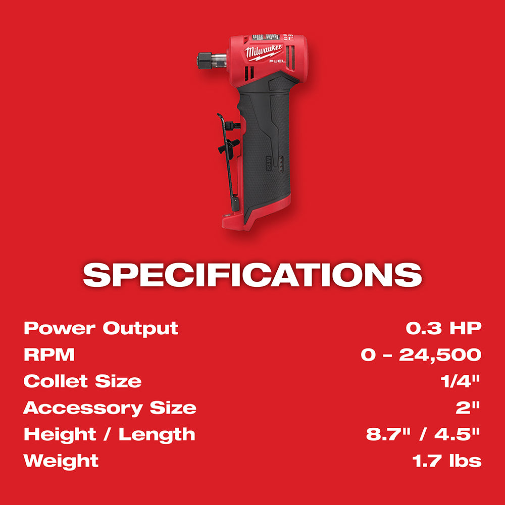 Milwaukee 2485-22 M12 FUEL Right Angle Die Grinder 2 Battery Kit - 8