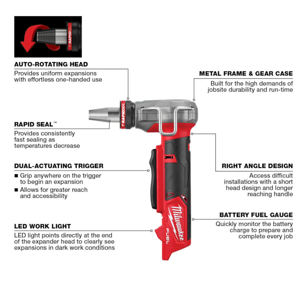 Milwaukee 2532-20 M12 FUEL™ ProPEX® Expander w/ 1/2"-1" RAPID SEAL™ ProPEX® Expander Heads - 2