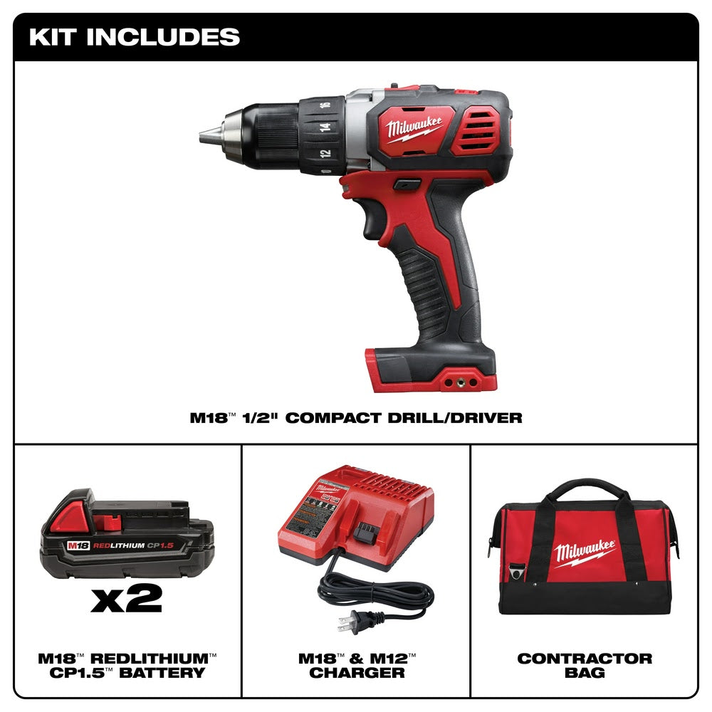 Milwaukee 2606-22CT M18 1/2" Drill Driver CP Kit - 2