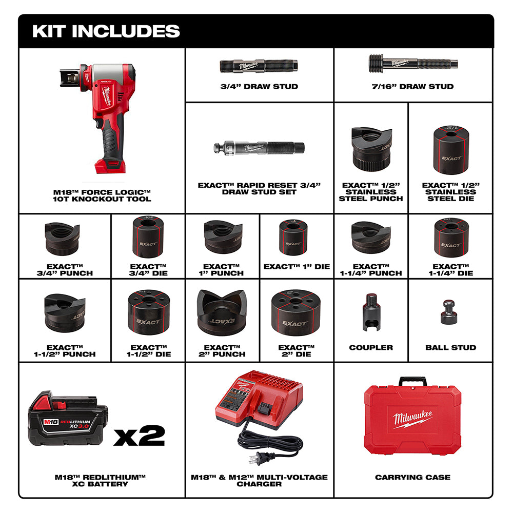 Milwaukee 2677-21 M18 FORCE LOGIC 6T Knockout Tool 1/2" - 2" Kit - 2