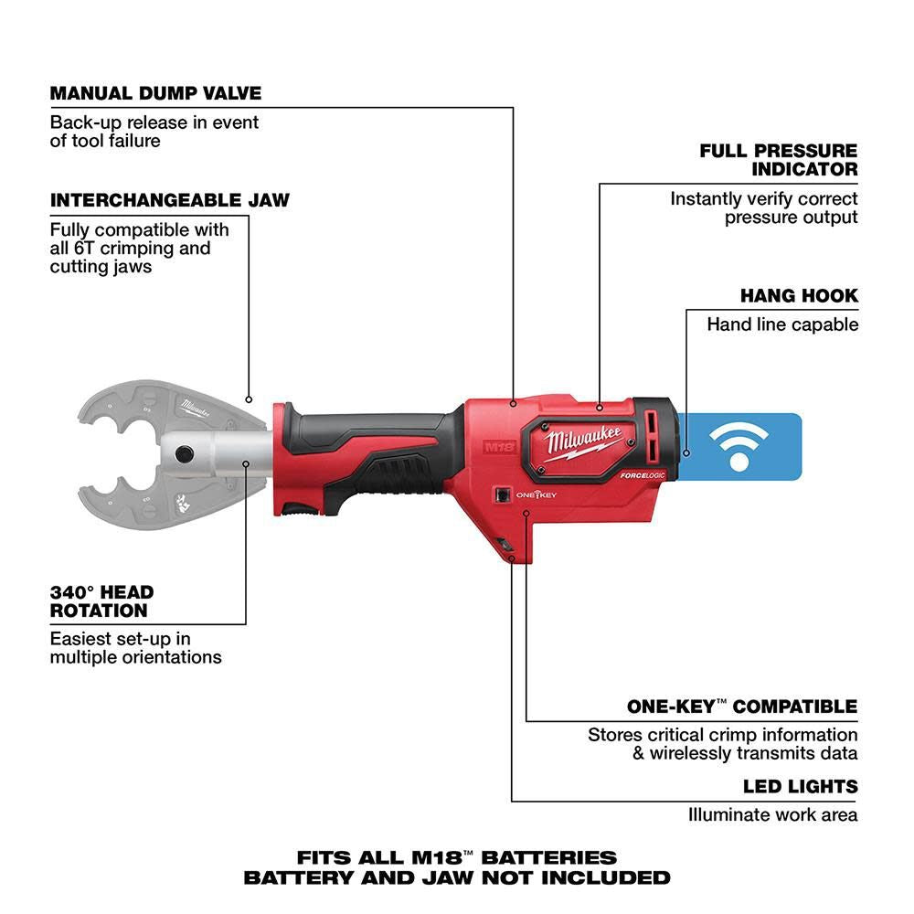 Milwaukee 2678-20 M18 FORCE LOGIC 6T Utility Crimper - 2