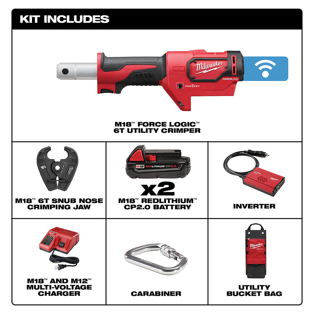 Milwaukee 2678-22 M18 Force Logic 6T Utility Crimping Kit With D3 Grooves "Snub Nose" - 2