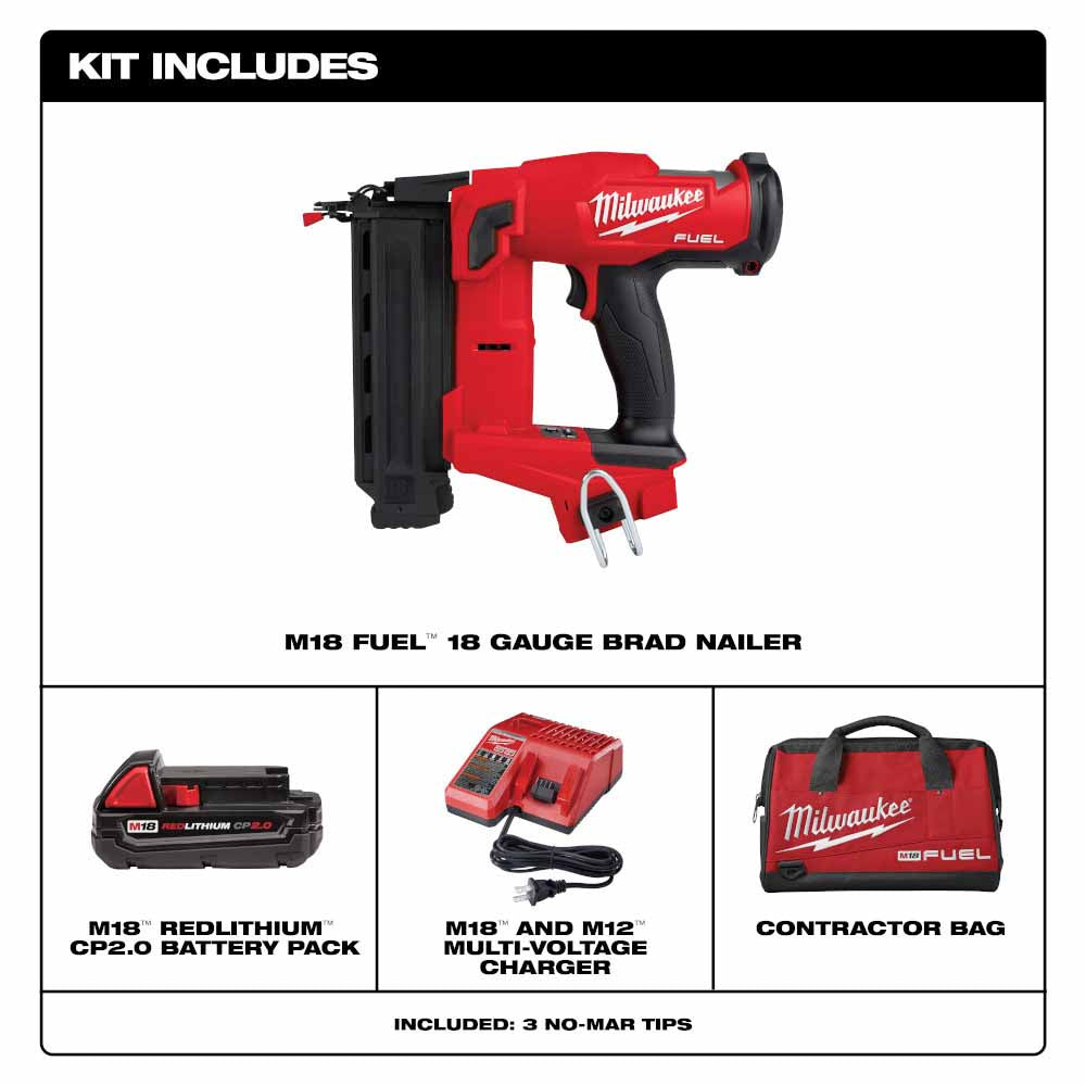 Milwaukee 2746-21CT M18 Fuel 18 Gauge Brad Nailer Kit - 2