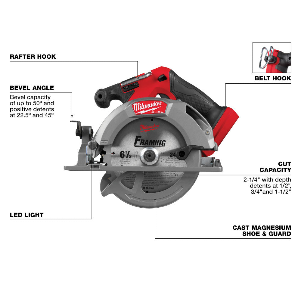 Milwaukee 2833-20 M18 FUEL 6-1/2" Circular Saw - 3