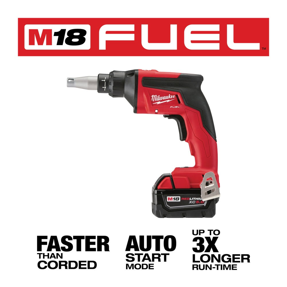 Milwaukee 2866-22 M18 FUEL Drywall Screw Gun Kit with High Capacity Batteries - 3