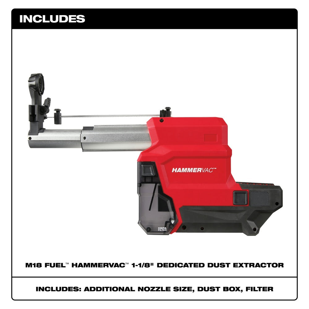 Milwaukee 2915-DE M18 FUEL HAMMERVAC 1-1/8" Dedicated Dust Extractor - 2