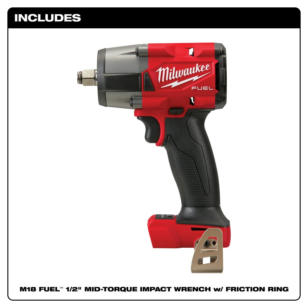 Milwaukee 2962-20 M18 FUEL™ 1/2" Mid-Torque Impact Wrench w/ Friction Ring Bare Tool - 2