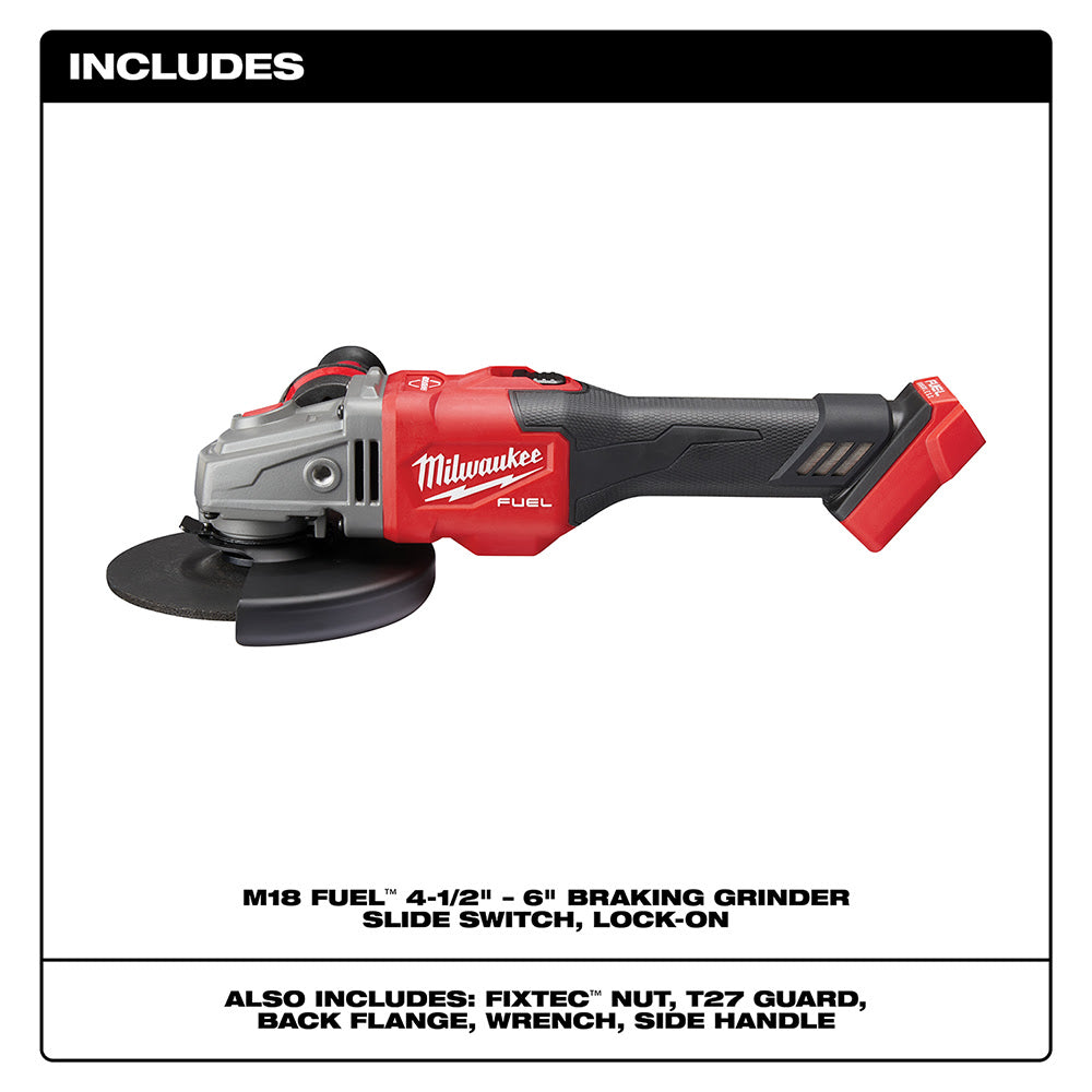 Milwaukee 2981-20 M18 FUEL 4-1/2" - 6" GRINDER, SLIDE SWITCH LOCK-ON, Bare - 2