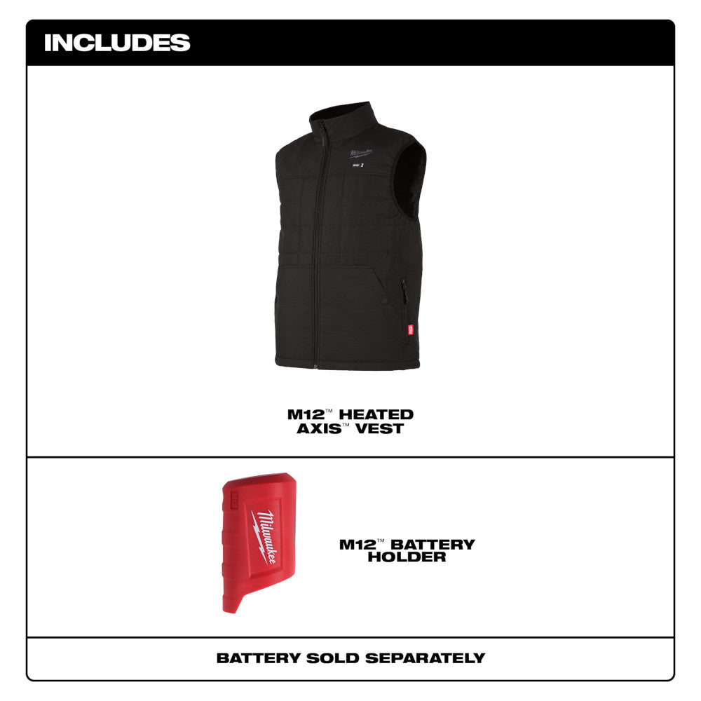 Milwaukee 305B-20 M12 Heated AXIS Vest Black (Vest Only)