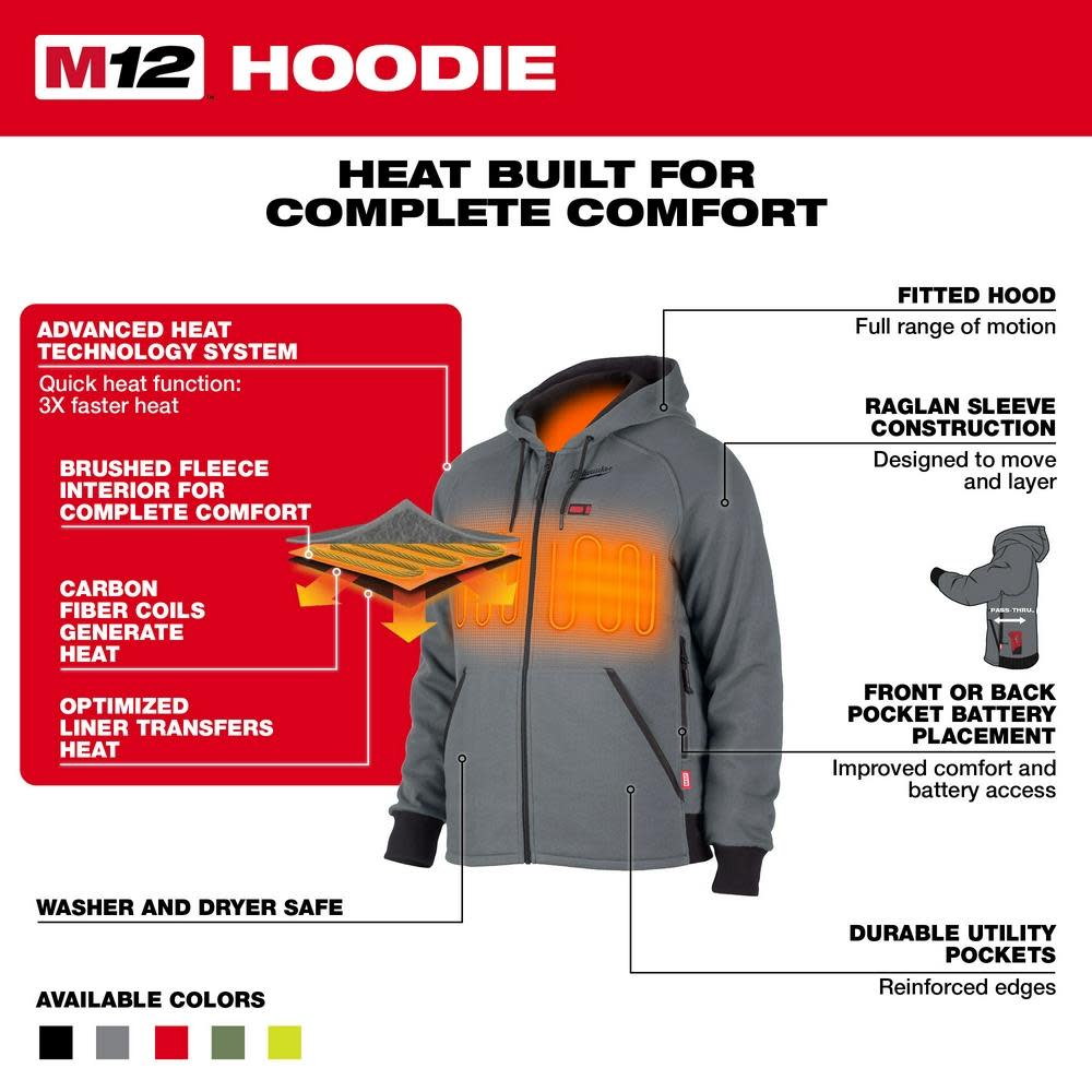 Milwaukee 306B-20 M12 Heated Hoodie Black (Hoodie Only)