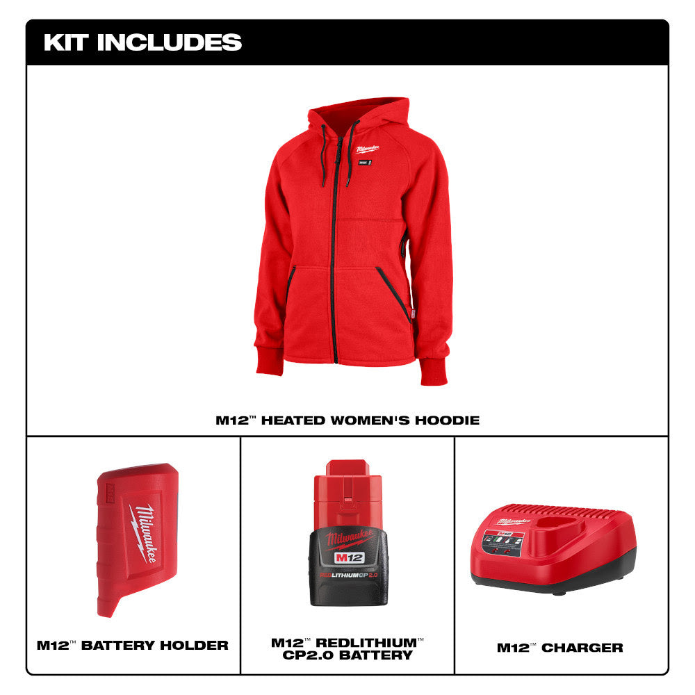 Milwaukee 336R-21 M12 Red Heated Women's Hoodie Kit - 5