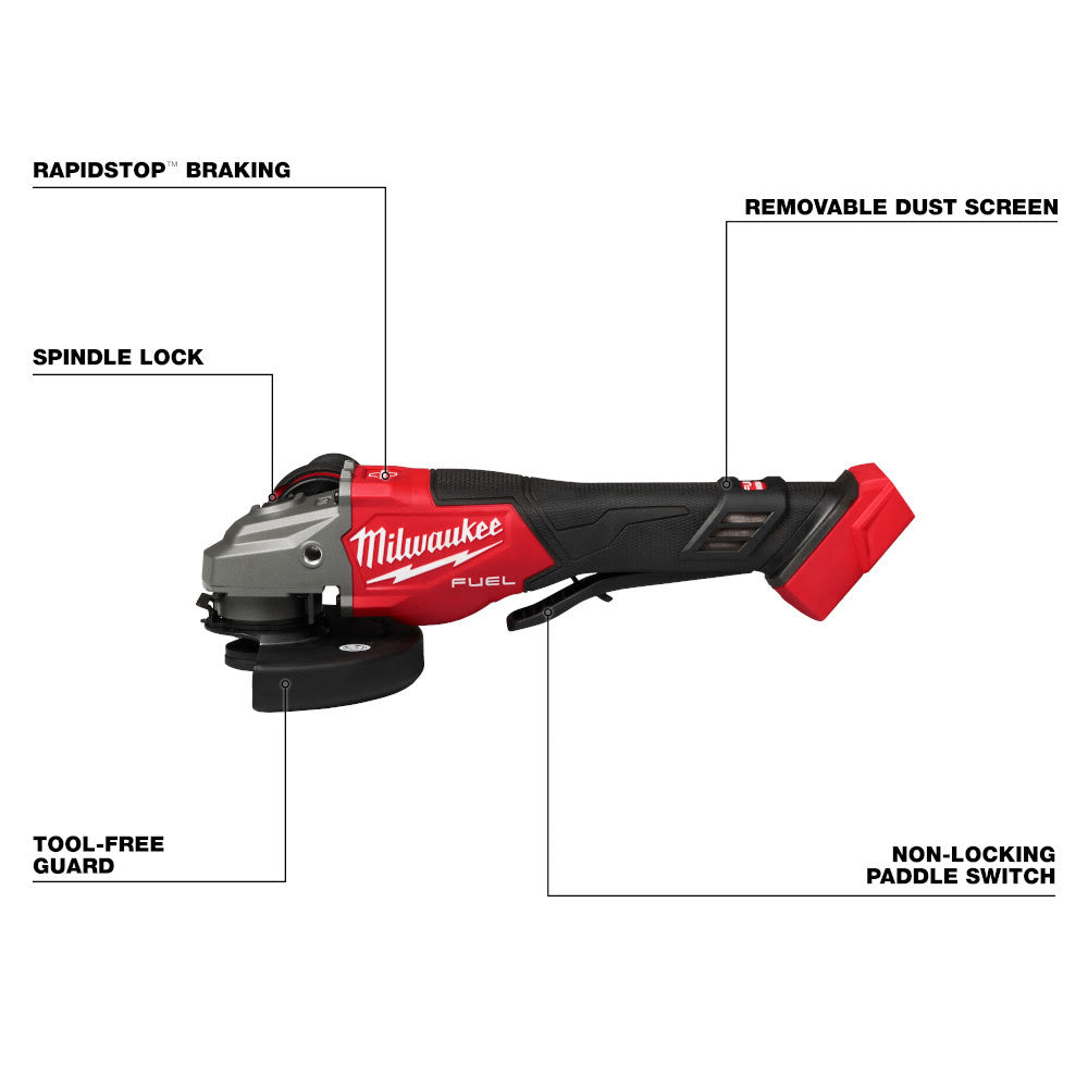 Milwaukee 3670-20 M18 FUEL 4-1/2"-6" Braking Grinder, Paddle Switch - 3