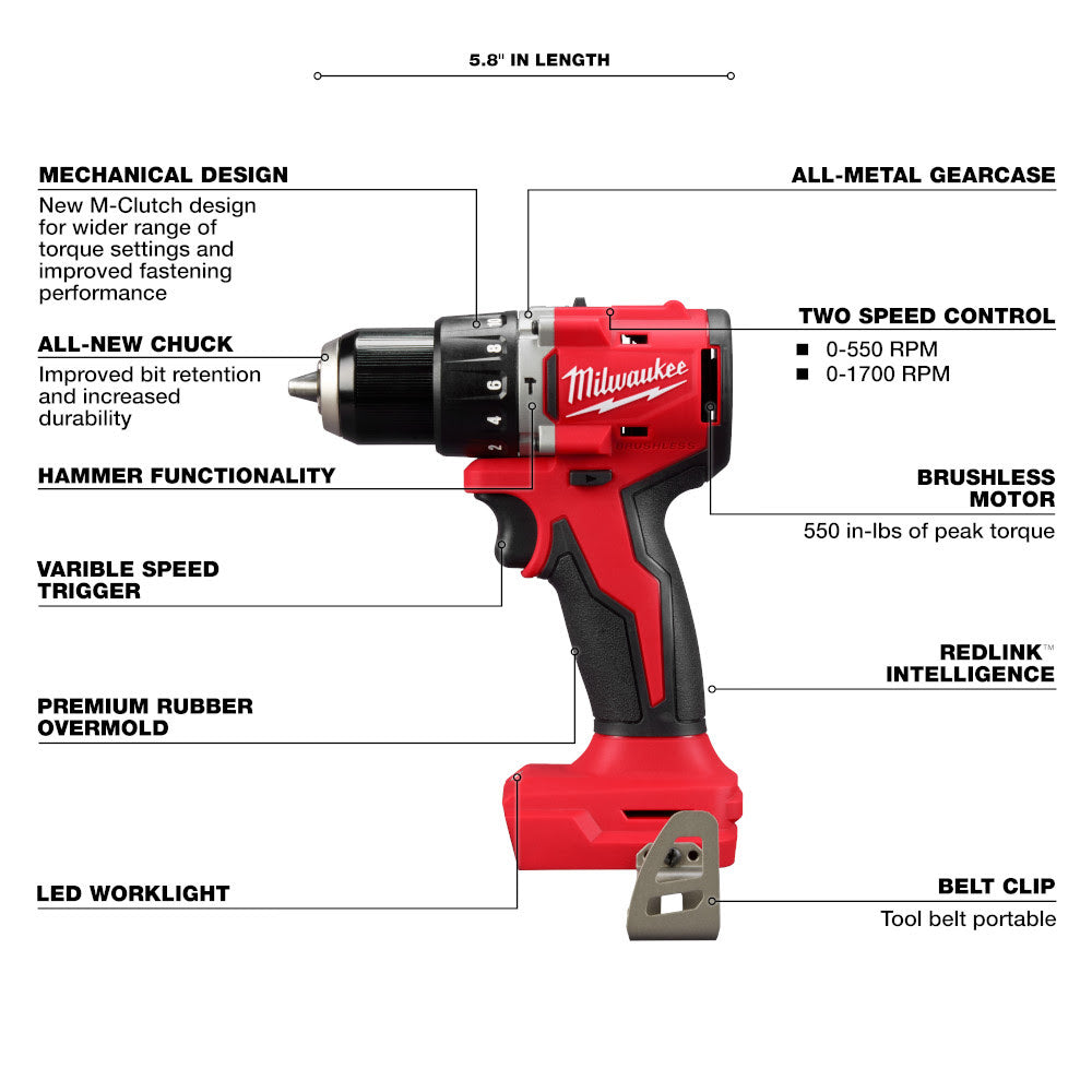 Milwaukee 3693-22CX M18 Compact Brushless 2-Tool Combo Kit - 3