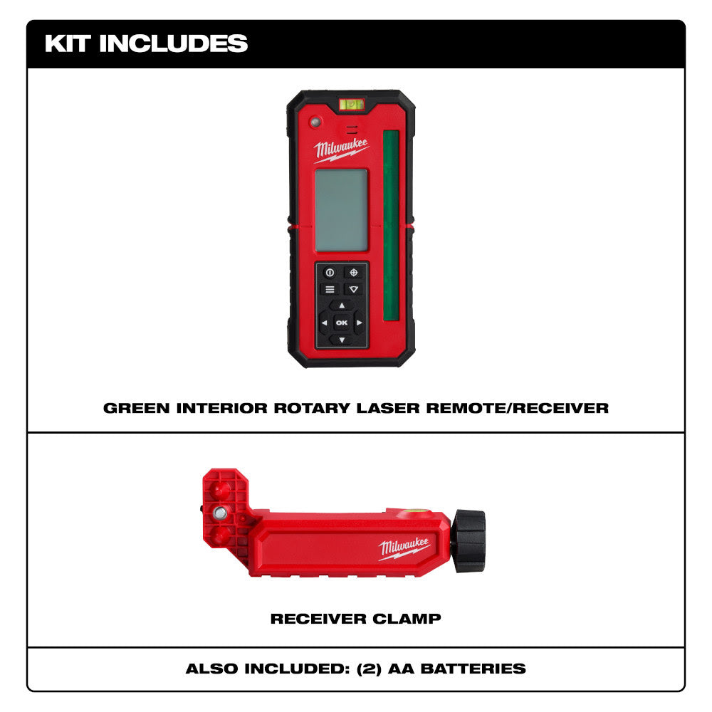 Milwaukee 3712 Green Rotary Laser Remote Control & Receiver - 2