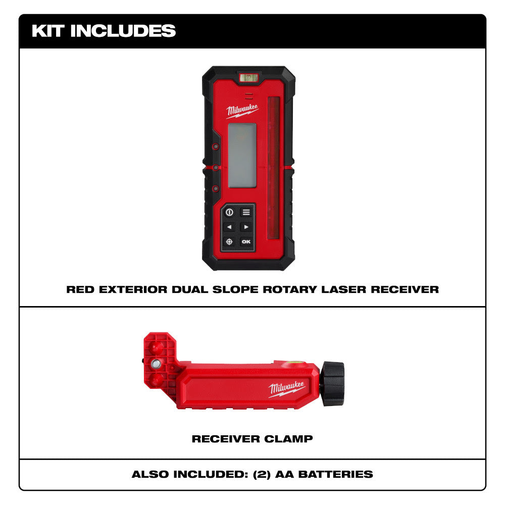 Milwaukee 3714 Red Exterior Dual Slope Rotary Laser Receiver