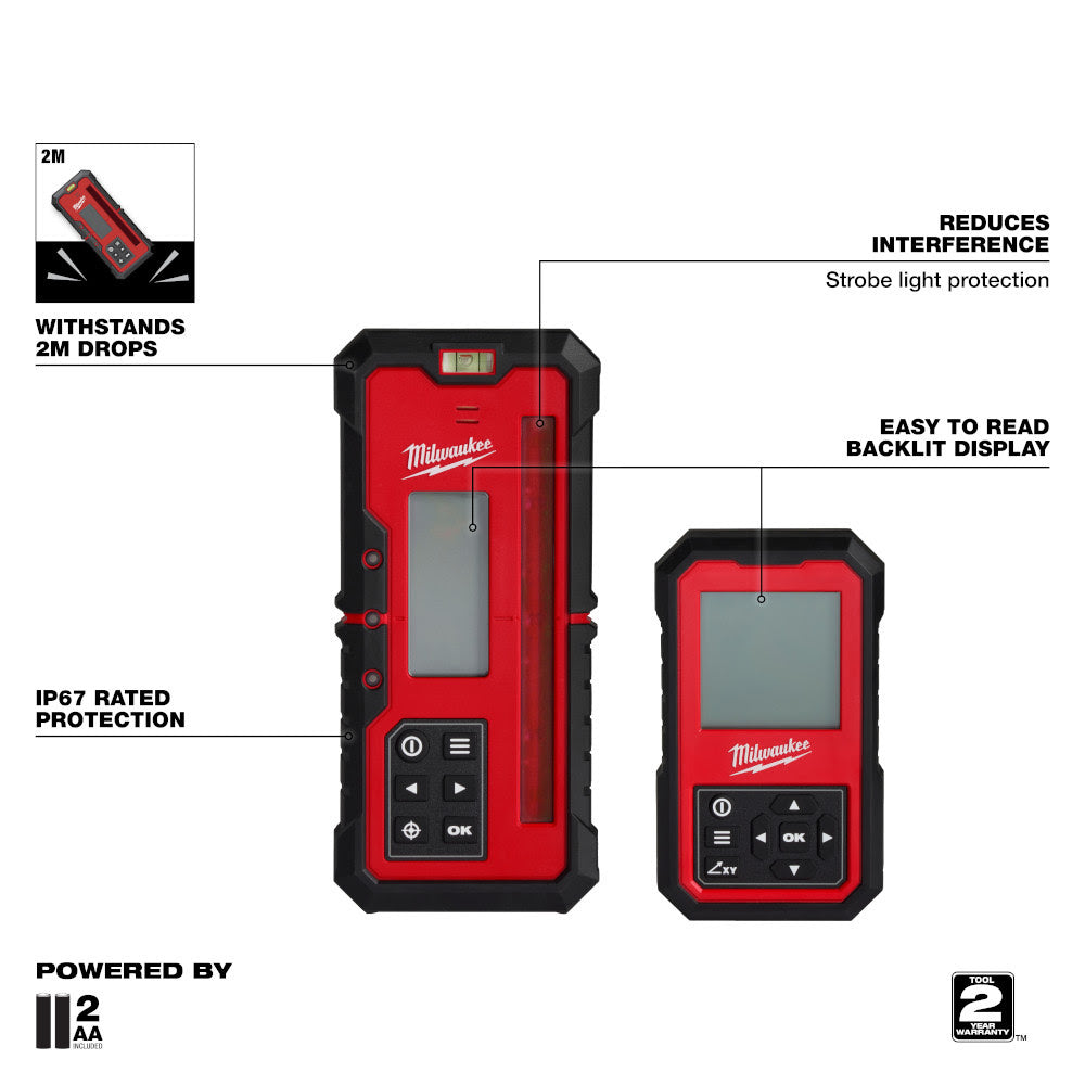 Milwaukee 3714 Red Exterior Dual Slope Rotary Laser Receiver