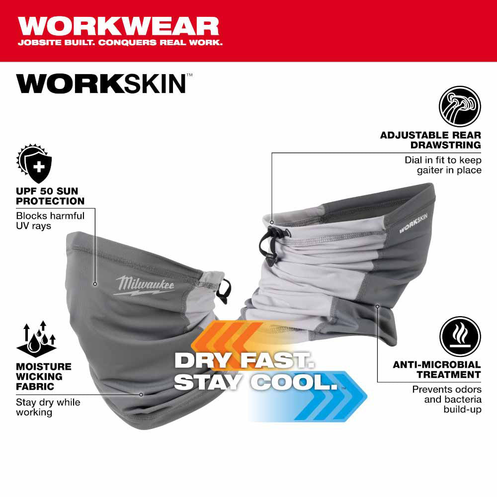 Milwaukee 424G WORKSKIN  Performance Neck Gaiter-Gray - 5