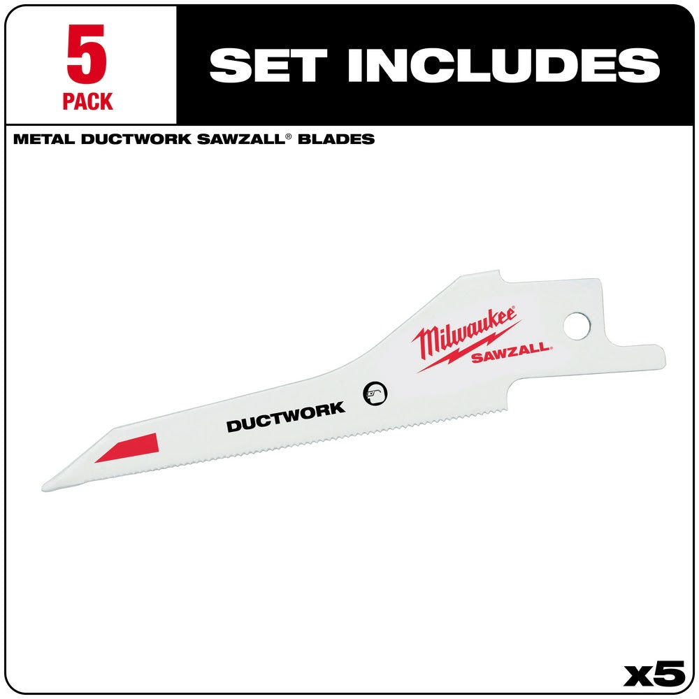 Milwaukee 48-00-1630 Ductwork Sawzall Blade 5-Pack - 2